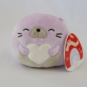 Squishmallows Valentine Winnie Walrus 5" Plush Toy Mini Lavender White Heart
